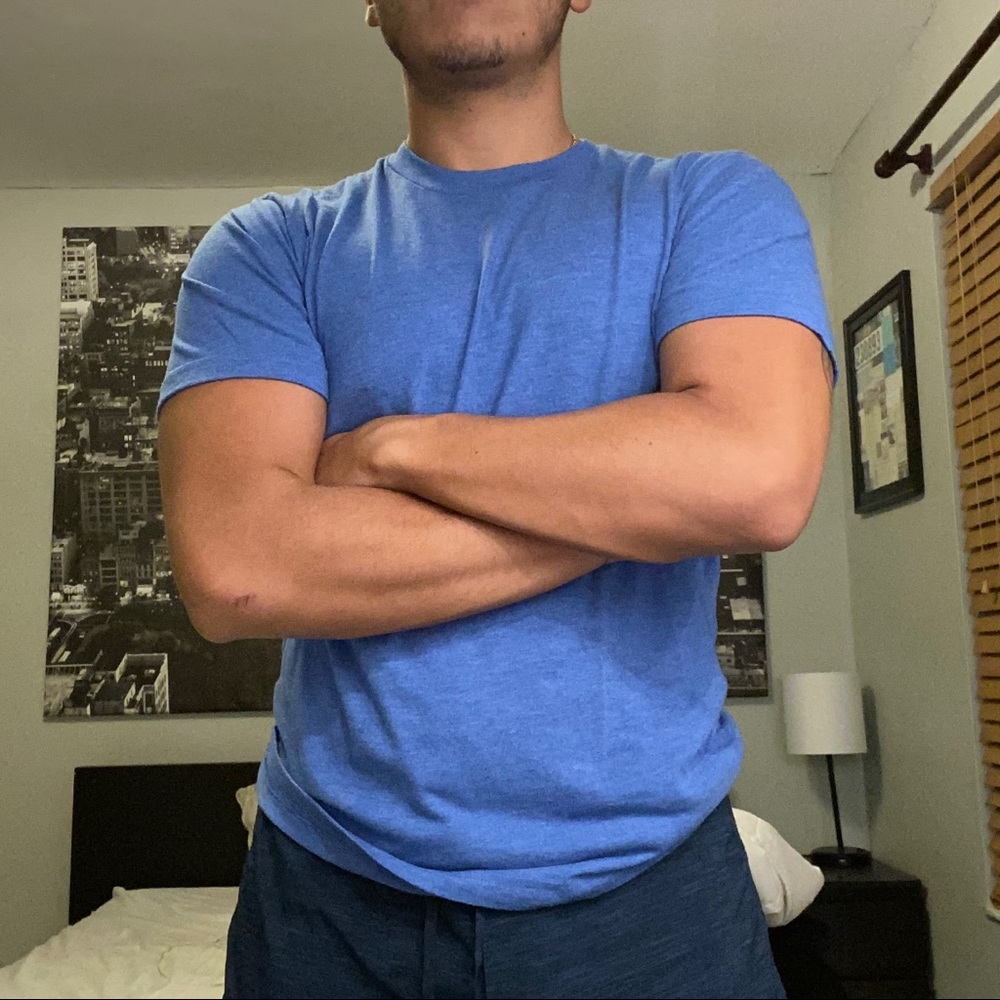 Blue workout shirt